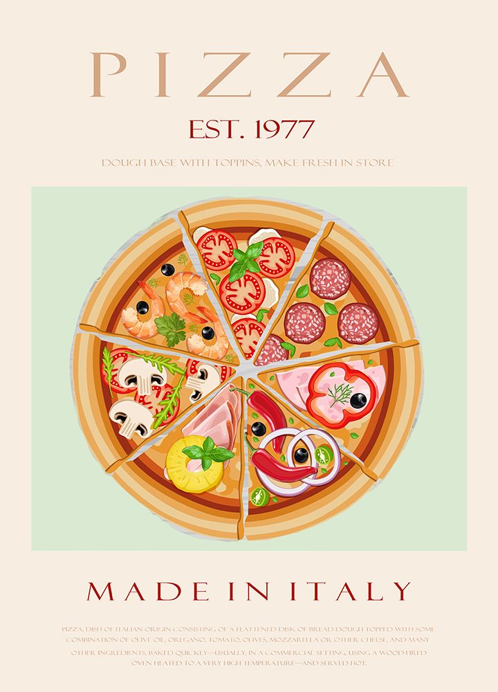 Pizza est. 1977 art print by Rikke Londager Boisen for $57.95 CAD