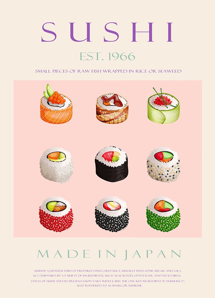 Sushi Est. 1966 art print by Rikke Londager Boisen for $57.95 CAD