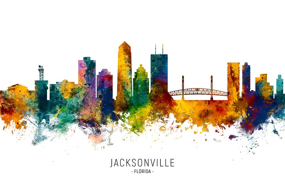 Jacksonville Florida Skyline art print by Michael Tompsett for $57.95 CAD