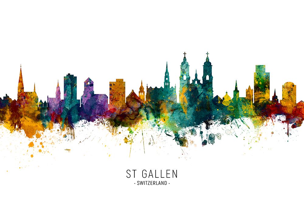 St Gallen Switzerland Skyline art print by Michael Tompsett for $57.95 CAD