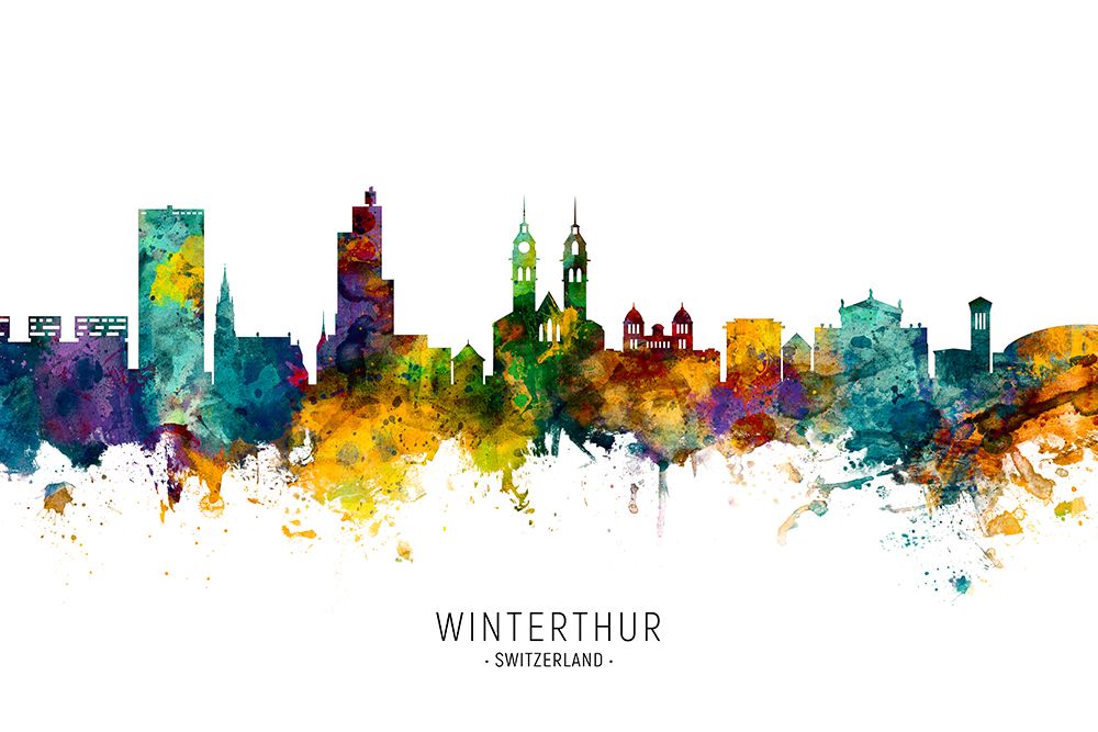 Winterthur Switzerland Skyline art print by Michael Tompsett for $57.95 CAD