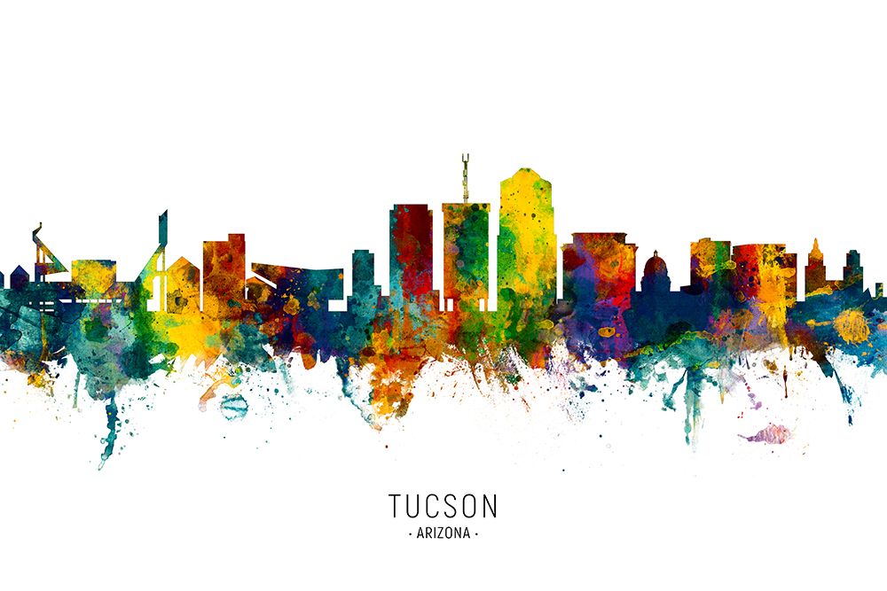 Tucson Arizona Skyline art print by Michael Tompsett for $57.95 CAD