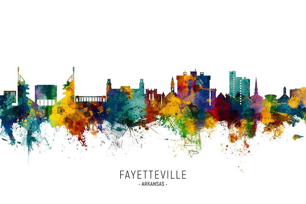 Fayetteville Arkansas Skyline art print by Michael Tompsett for $57.95 CAD