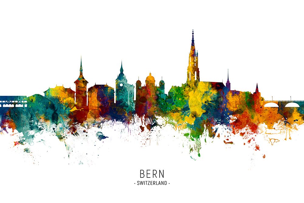 Bern Switzerland Skyline art print by Michael Tompsett for $57.95 CAD