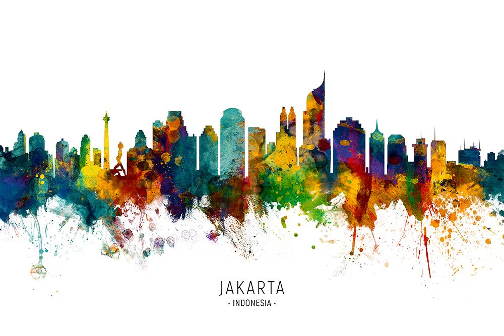 Jakarta Skyline Indonesia art print by Michael Tompsett for $57.95 CAD