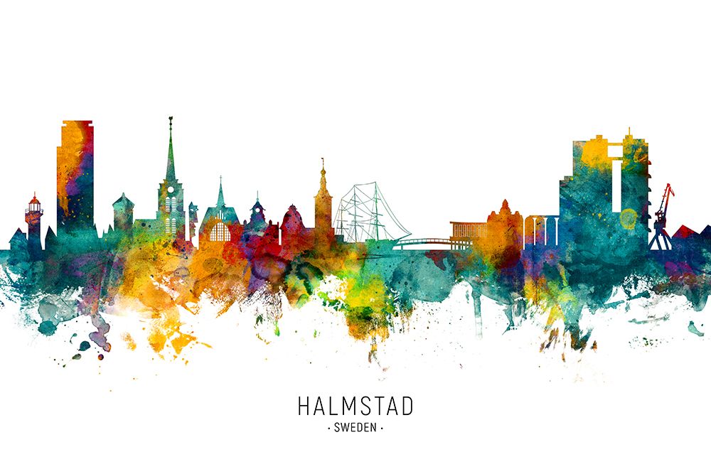 Halmstad Sweden Skyline art print by Michael Tompsett for $57.95 CAD