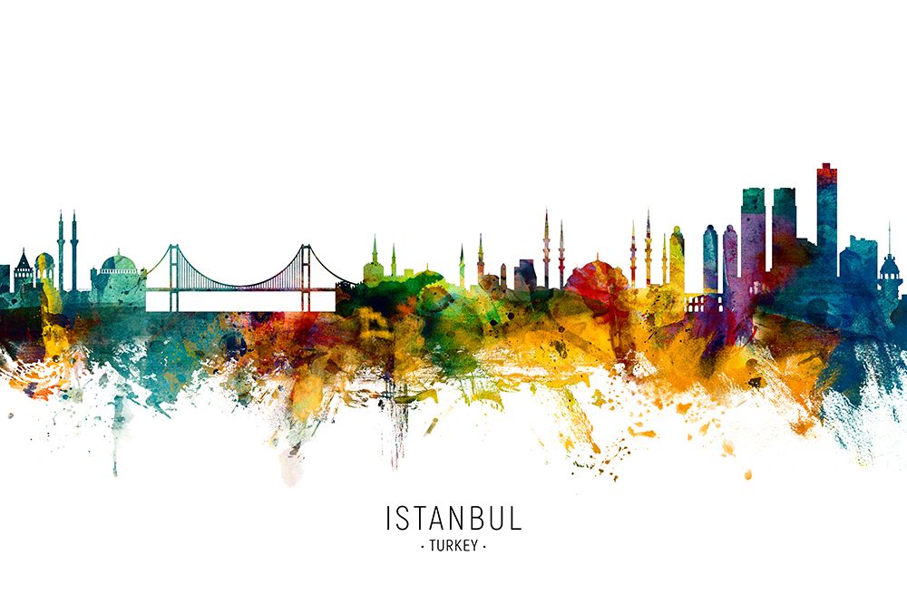 Istanbul Turkey Skyline art print by Michael Tompsett for $57.95 CAD