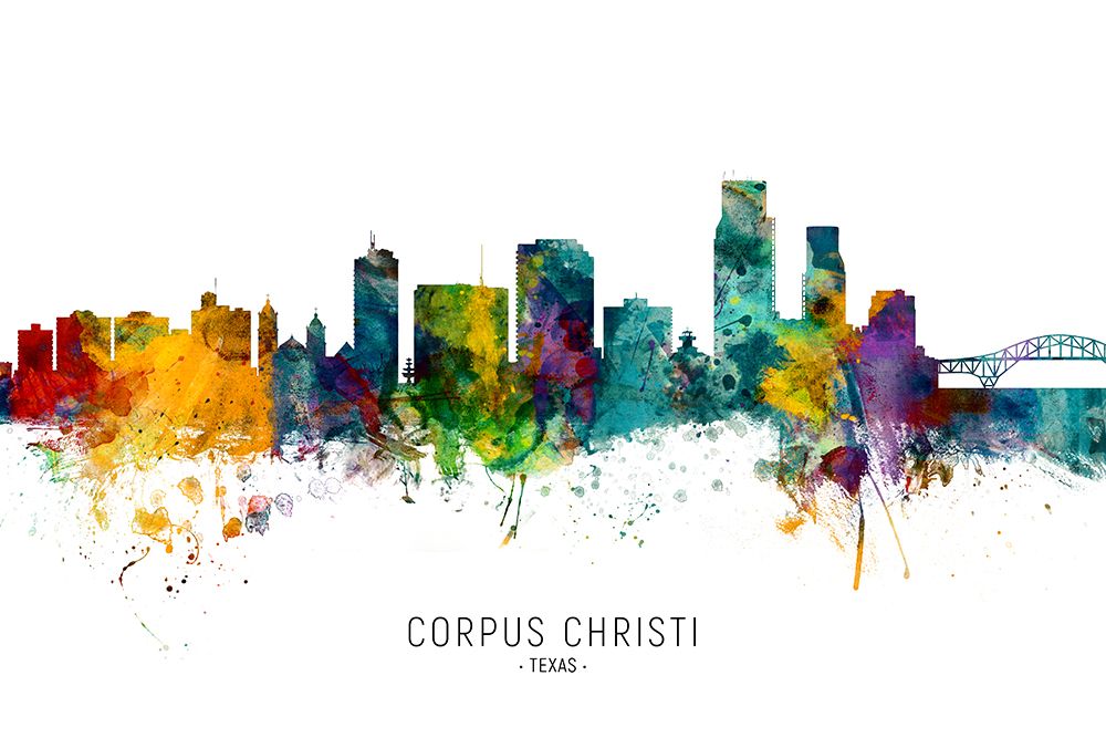 Corpus Christi Texas Skyline art print by Michael Tompsett for $57.95 CAD