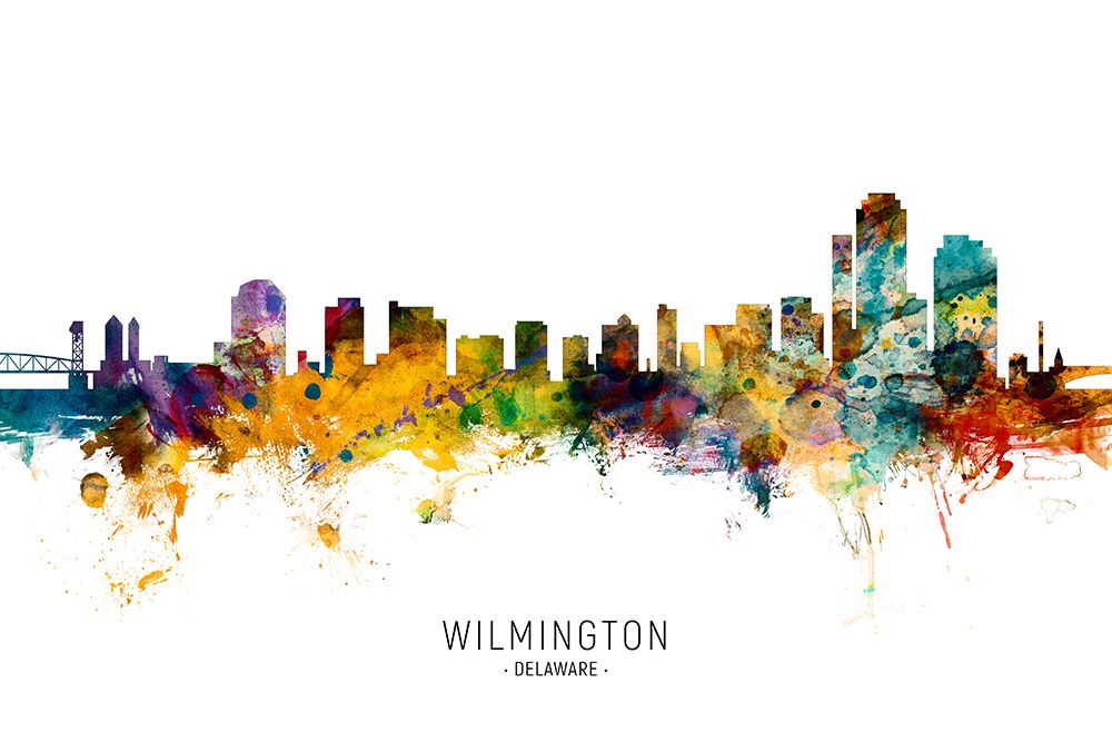 Wilmington Delaware Skyline art print by Michael Tompsett for $57.95 CAD