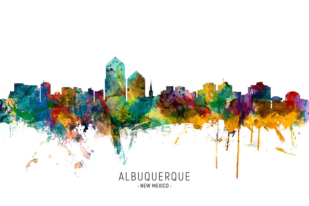 Albuquerque New Mexico Skyline art print by Michael Tompsett for $57.95 CAD
