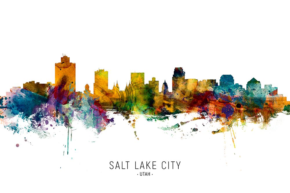 Salt Lake City Utah Skyline art print by Michael Tompsett for $57.95 CAD