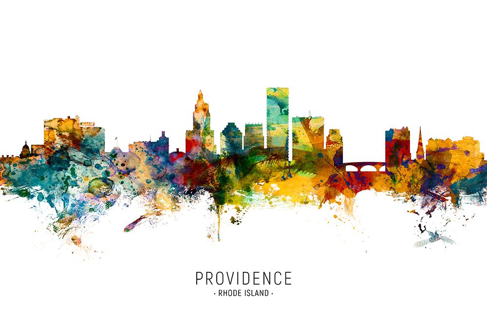 Providence Rhode Island Skyline art print by Michael Tompsett for $57.95 CAD