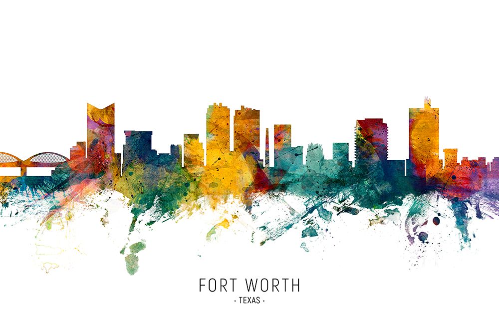 Fort Worth Texas Skyline art print by Michael Tompsett for $57.95 CAD