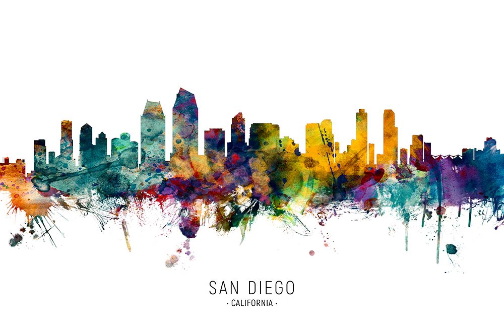 San Diego California Skyline art print by Michael Tompsett for $57.95 CAD