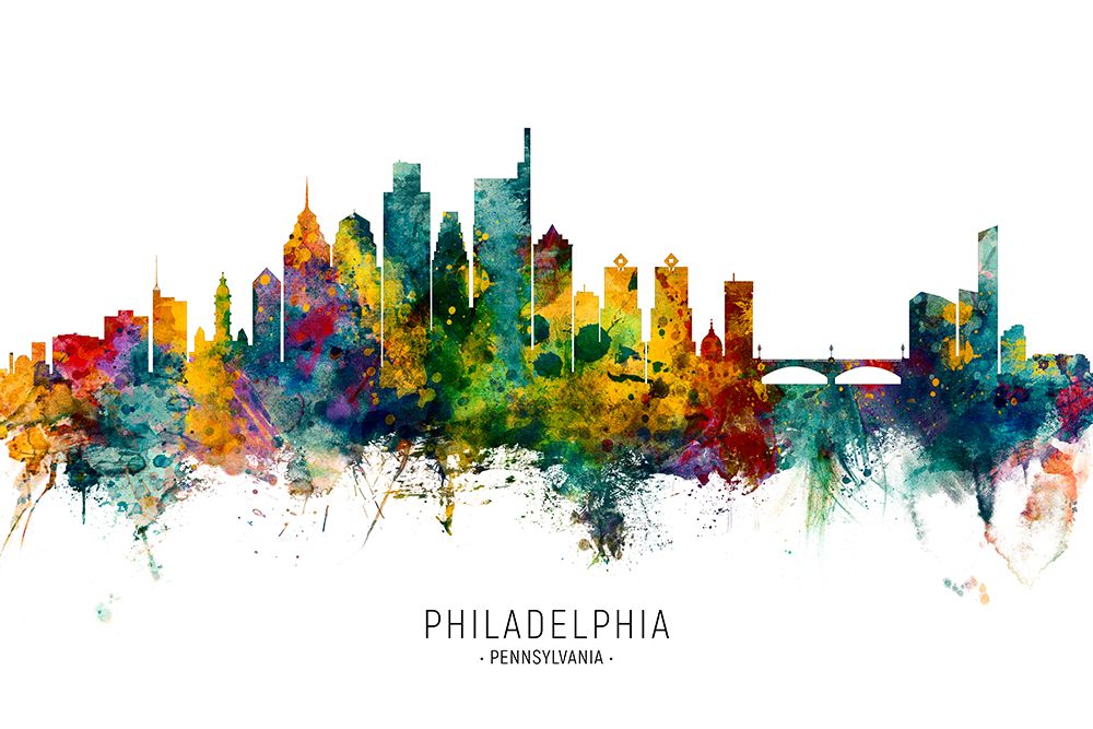 Philadelphia Pennsylvania Skyline art print by Michael Tompsett for $57.95 CAD