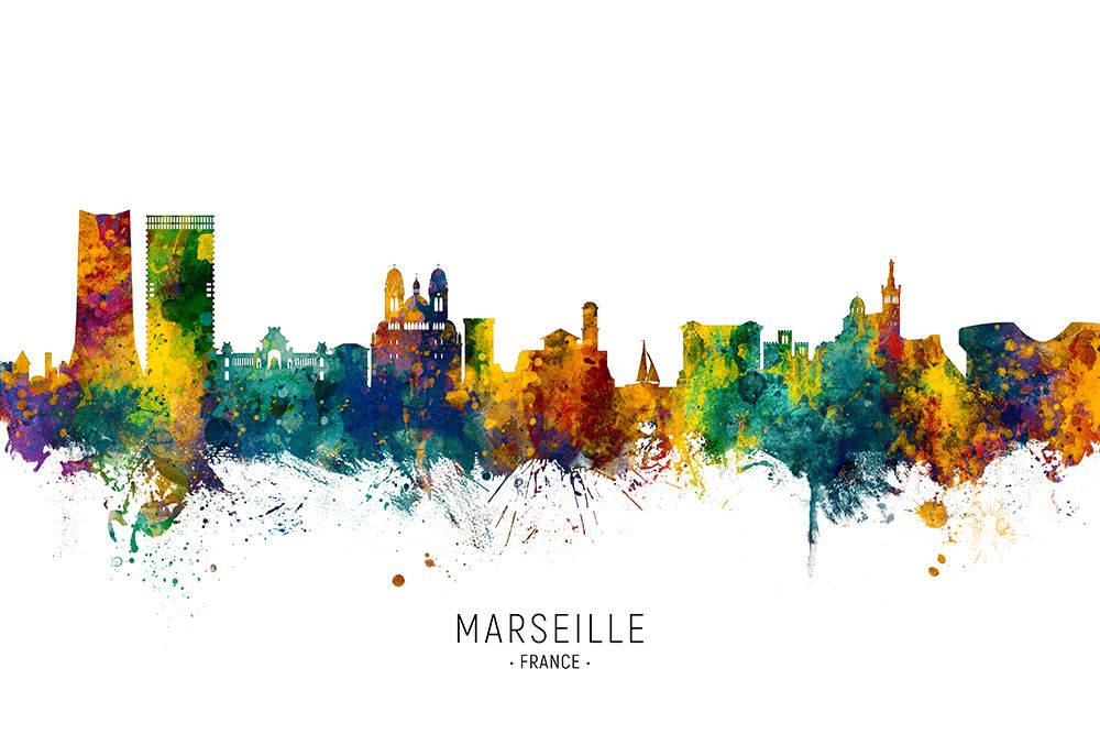 Marseille France Skyline art print by Michael Tompsett for $57.95 CAD
