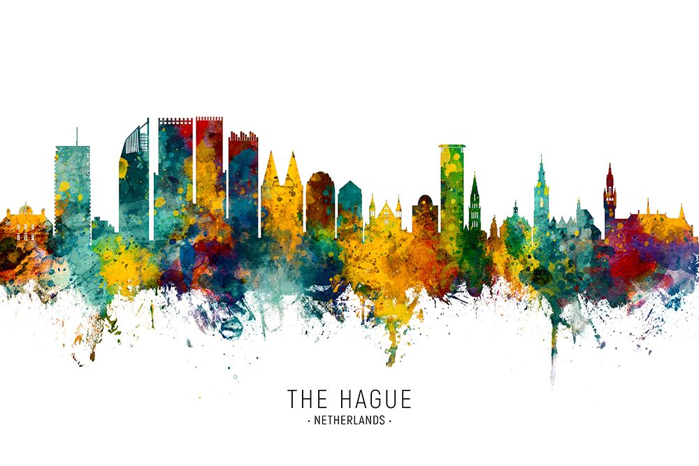 The Hague Netherlands Skyline art print by Michael Tompsett for $57.95 CAD