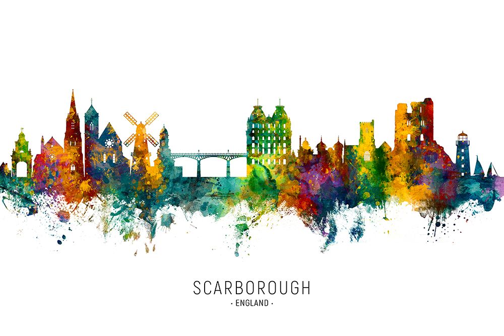 Scarborough England Skyline art print by Michael Tompsett for $57.95 CAD