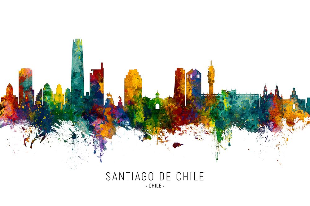 Santiago de Chile Skyline art print by Michael Tompsett for $57.95 CAD