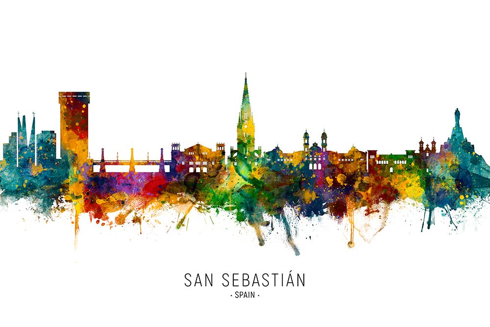 San Sebastian Spain Skyline art print by Michael Tompsett for $57.95 CAD