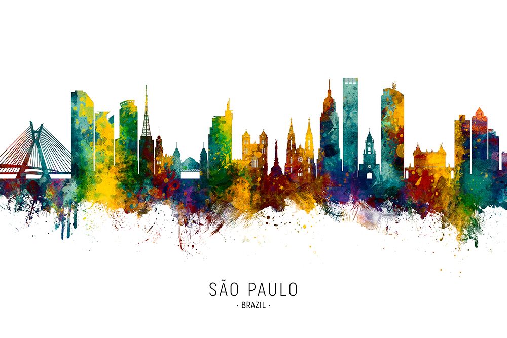 SAo Paulo Skyline Brazil art print by Michael Tompsett for $57.95 CAD