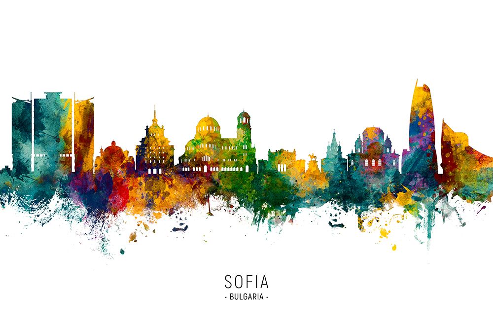 Sofia Bulgaria Skyline art print by Michael Tompsett for $57.95 CAD