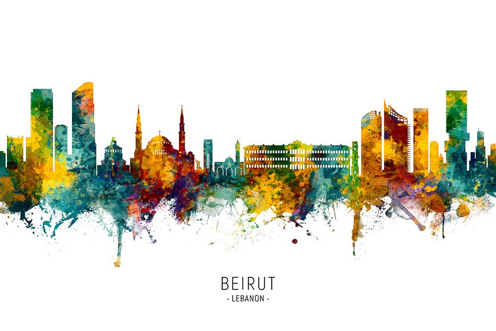 Beirut Lebanon Skyline art print by Michael Tompsett for $57.95 CAD