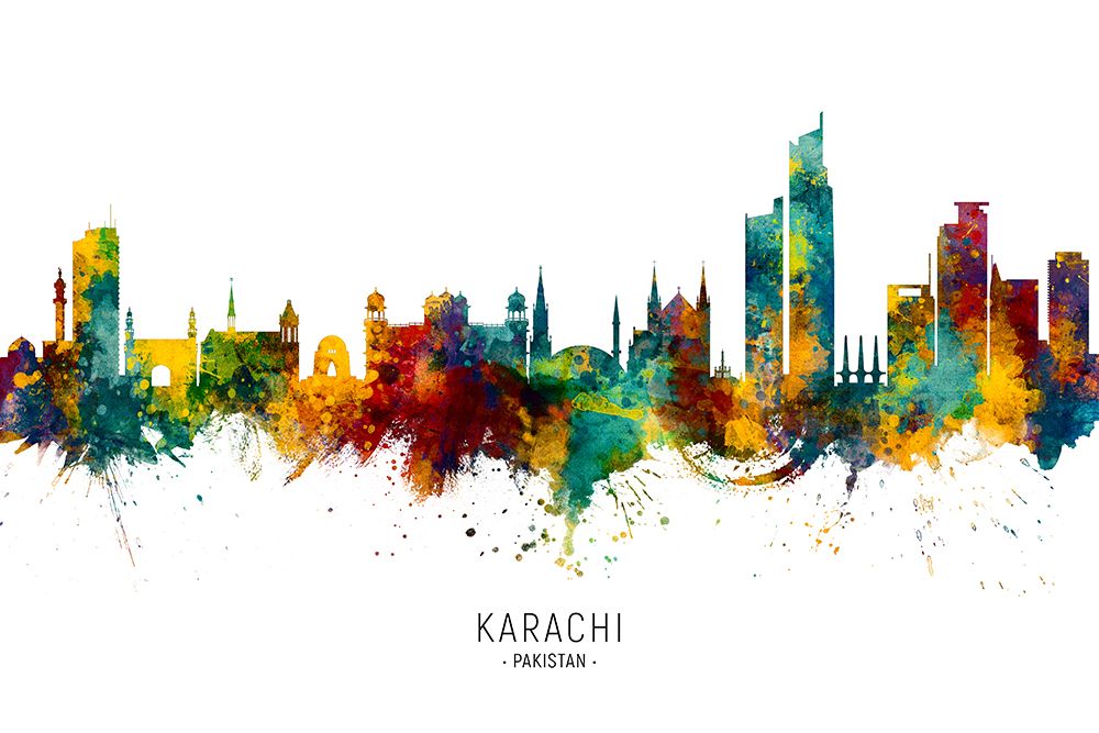 Karachi Pakistan Skyline art print by Michael Tompsett for $57.95 CAD