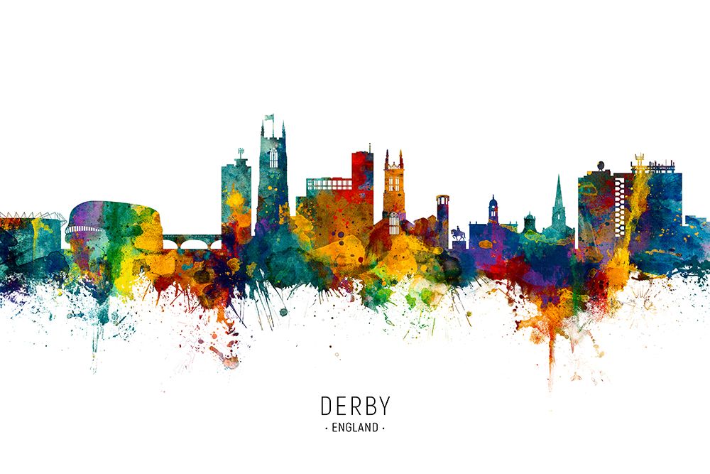 Derby England Skyline art print by Michael Tompsett for $57.95 CAD