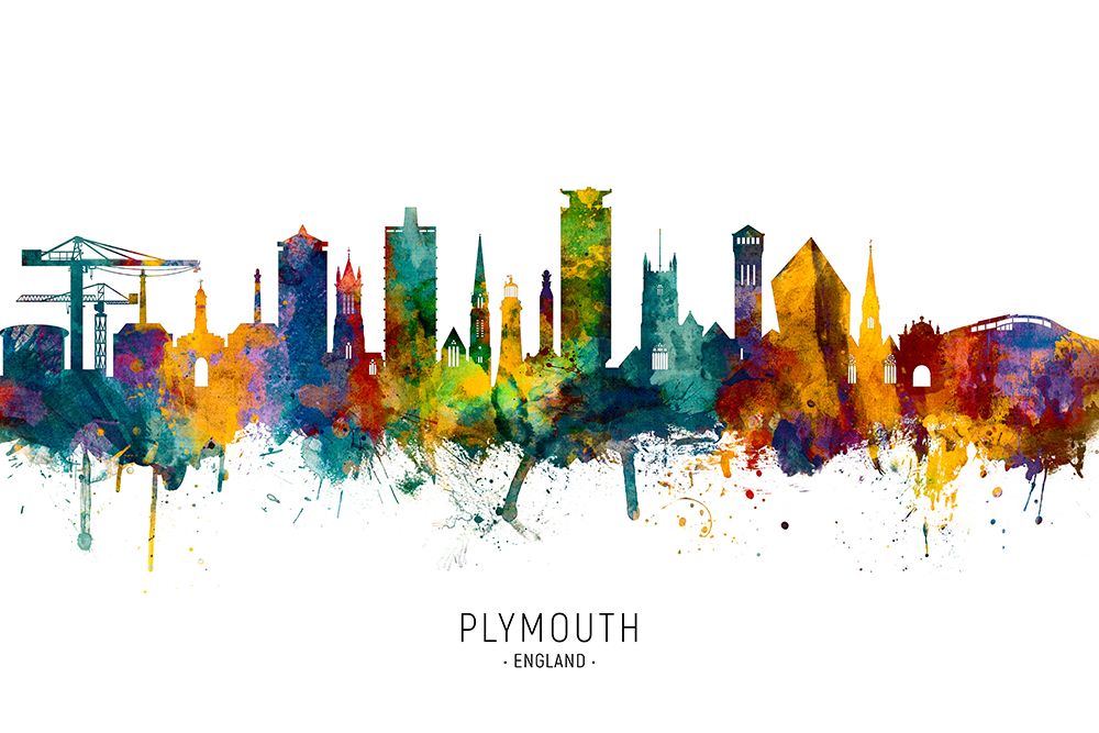 Plymouth England Skyline art print by Michael Tompsett for $57.95 CAD