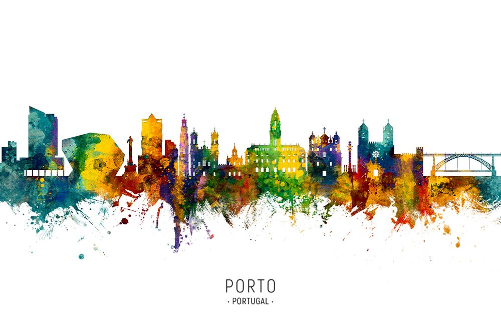 Porto Portugal Skyline art print by Michael Tompsett for $57.95 CAD