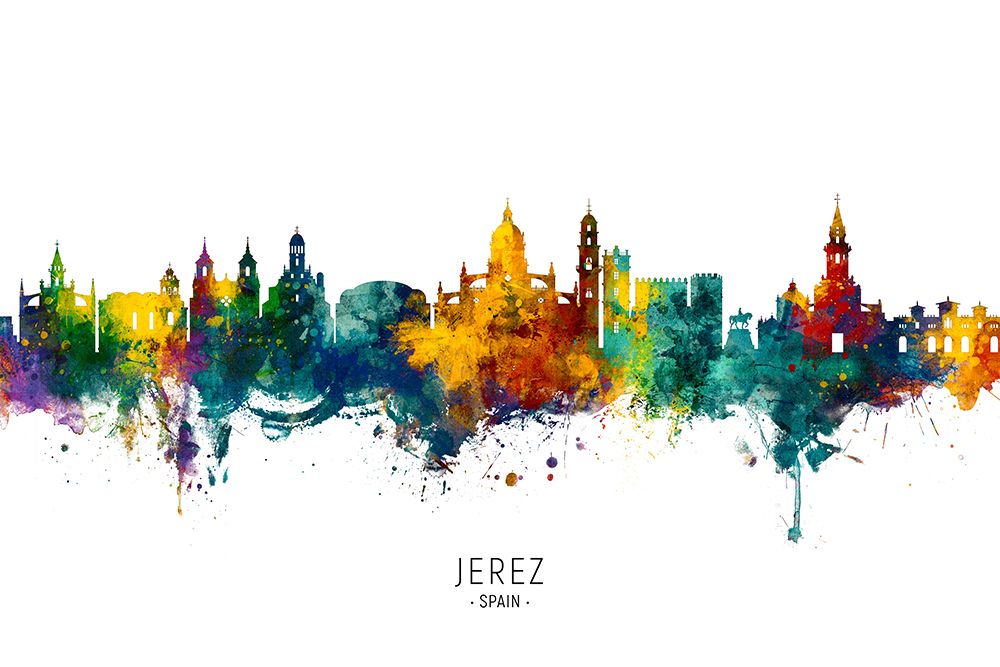 Jerez Spain Skyline art print by Michael Tompsett for $57.95 CAD
