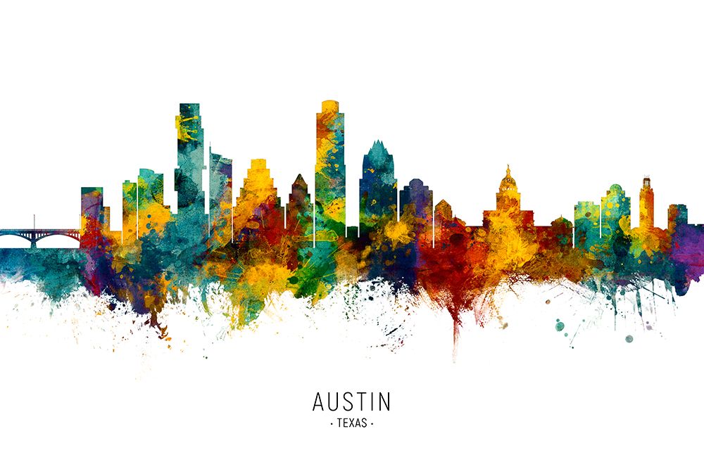 Austin Texas Skyline art print by Michael Tompsett for $57.95 CAD