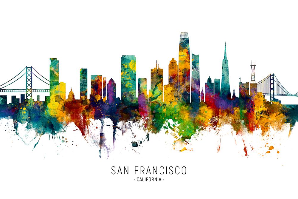 San Francisco California Skyline art print by Michael Tompsett for $57.95 CAD