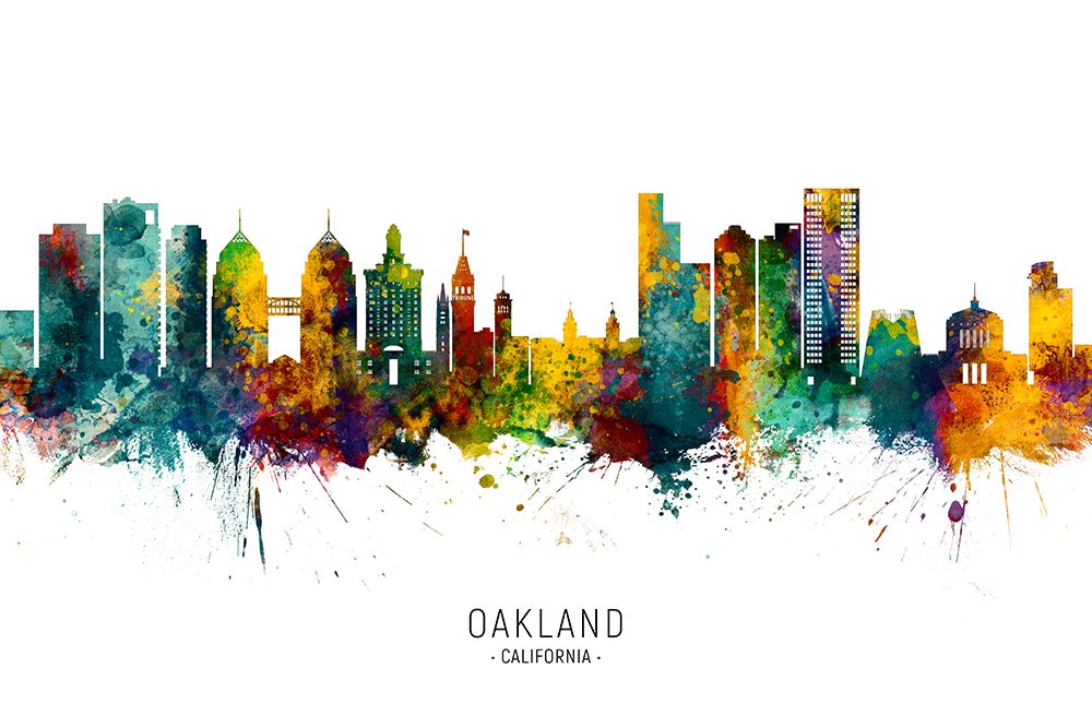Oakland California Skyline art print by Michael Tompsett for $57.95 CAD