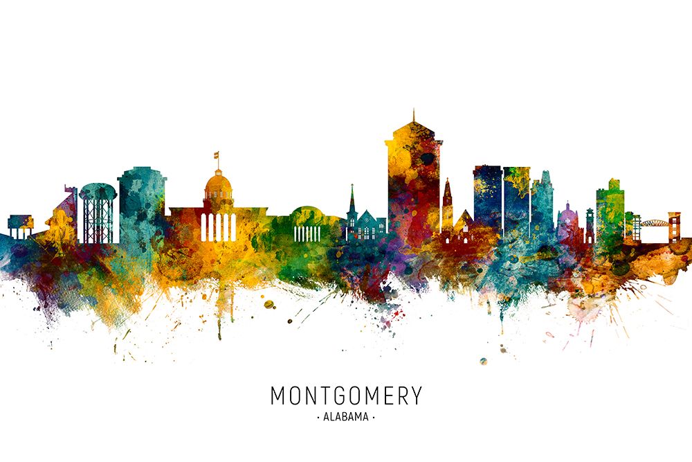 Montgomery Alabama Skyline art print by Michael Tompsett for $57.95 CAD