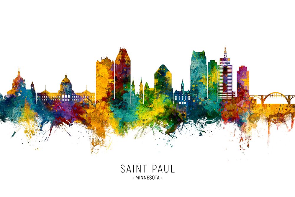 Saint Paul Minnesota Skyline art print by Michael Tompsett for $57.95 CAD
