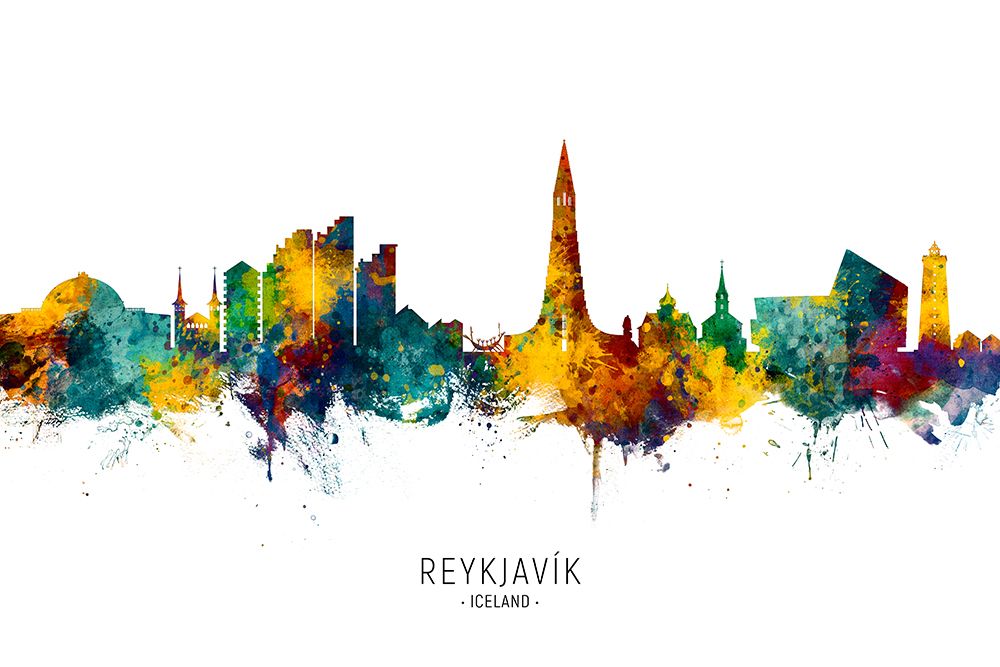 ReykjavAsk Iceland Skyline art print by Michael Tompsett for $57.95 CAD