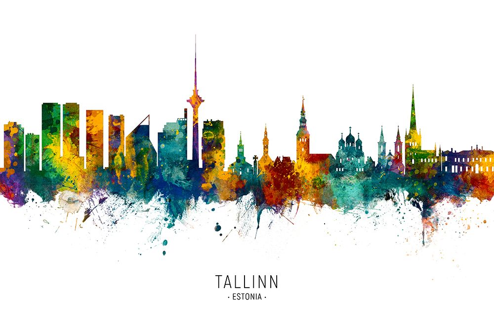 Tallinn Estonia Skyline art print by Michael Tompsett for $57.95 CAD
