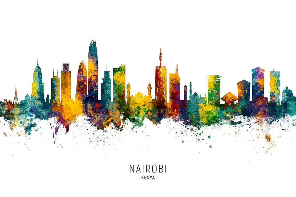 Nairobi Kenya Skyline art print by Michael Tompsett for $57.95 CAD
