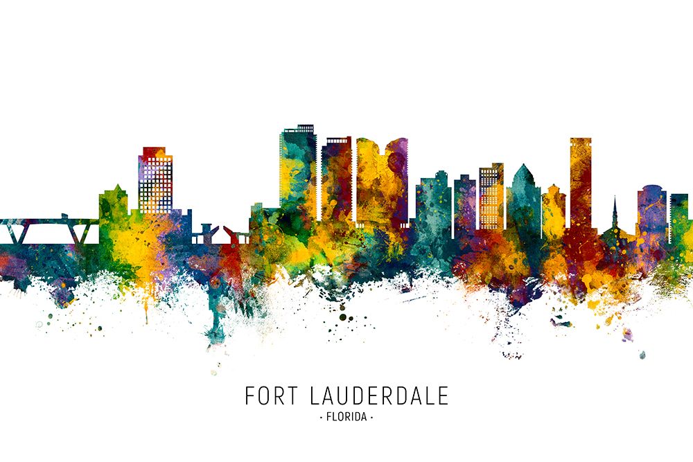 Fort Lauderdale Florida Skyline art print by Michael Tompsett for $57.95 CAD