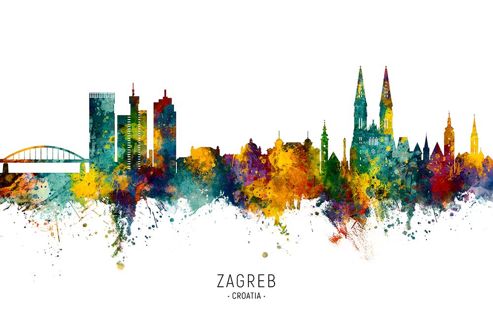 Zagreb Croatia Skyline art print by Michael Tompsett for $57.95 CAD