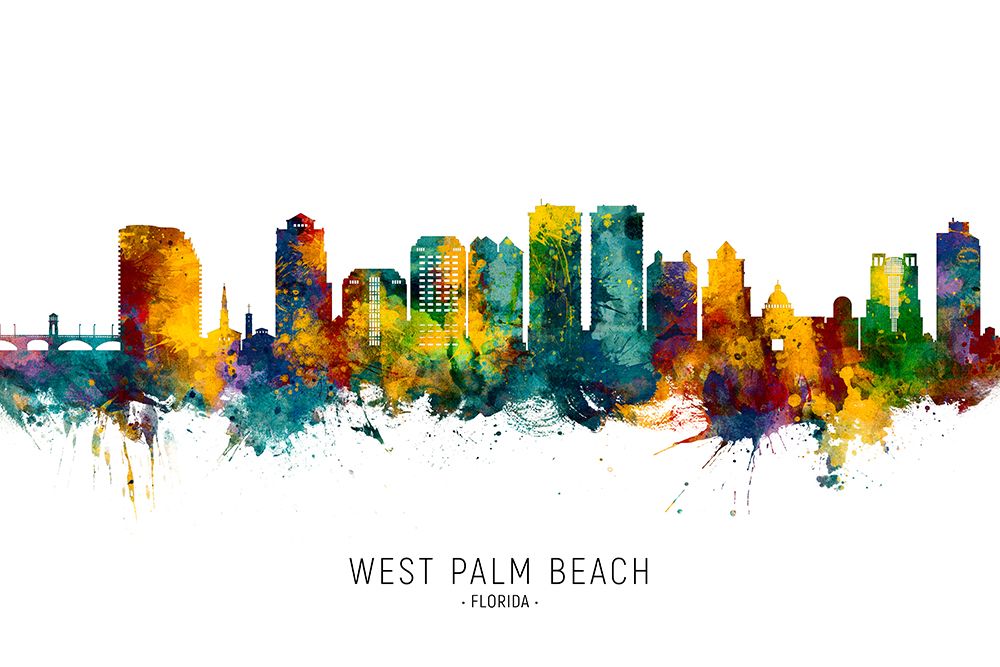 West Palm Beach Florida Skyline art print by Michael Tompsett for $57.95 CAD