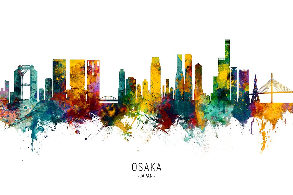 Osaka Japan Skyline art print by Michael Tompsett for $57.95 CAD