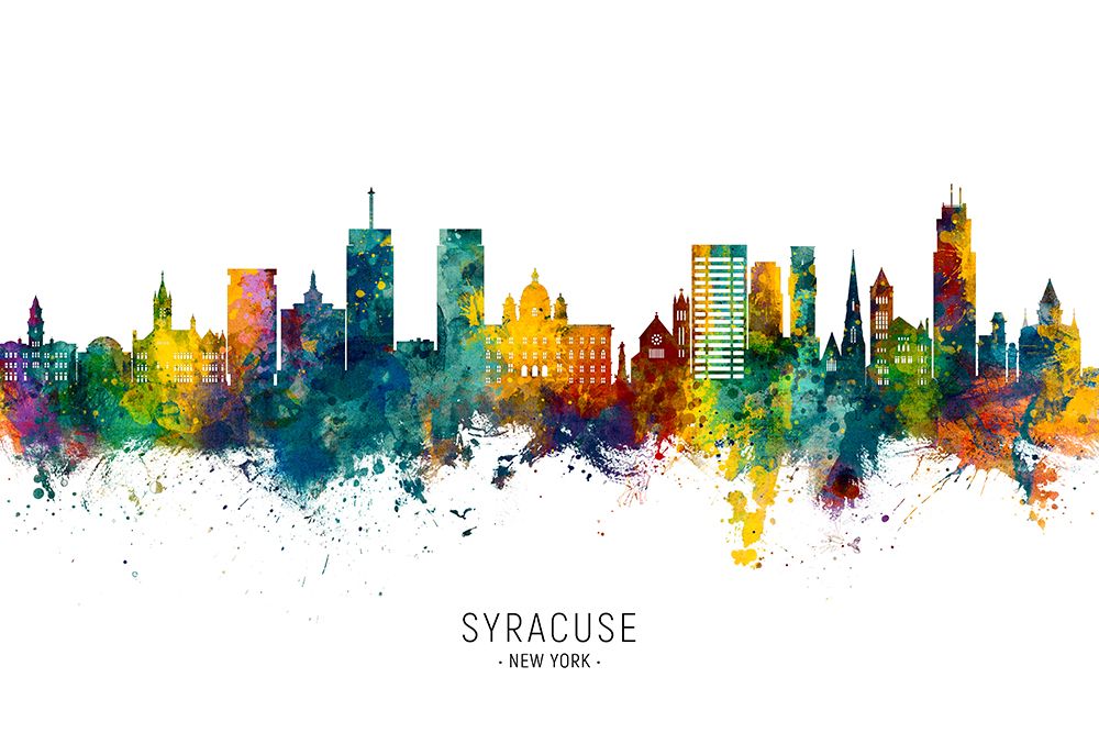 Syracuse New York Skyline art print by Michael Tompsett for $57.95 CAD