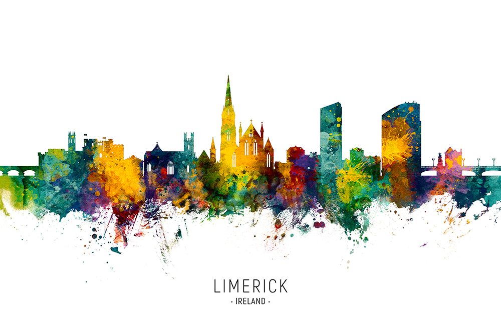 Limerick Ireland Skyline art print by Michael Tompsett for $57.95 CAD