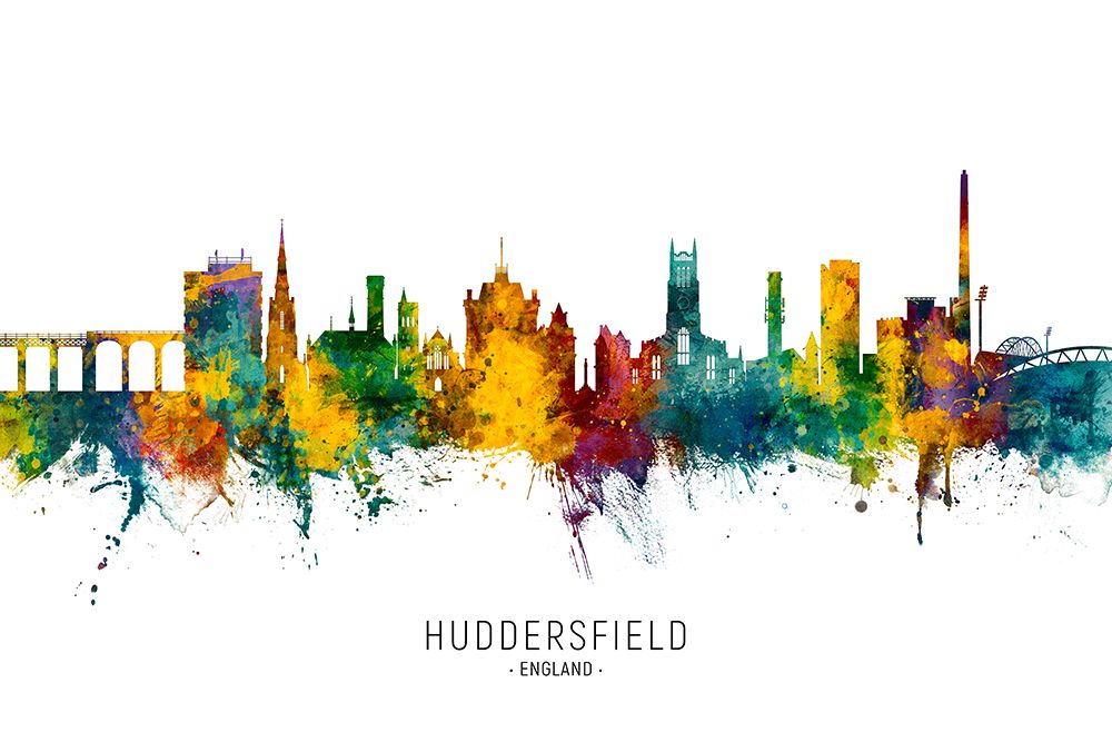 Huddersfield England Skyline art print by Michael Tompsett for $57.95 CAD