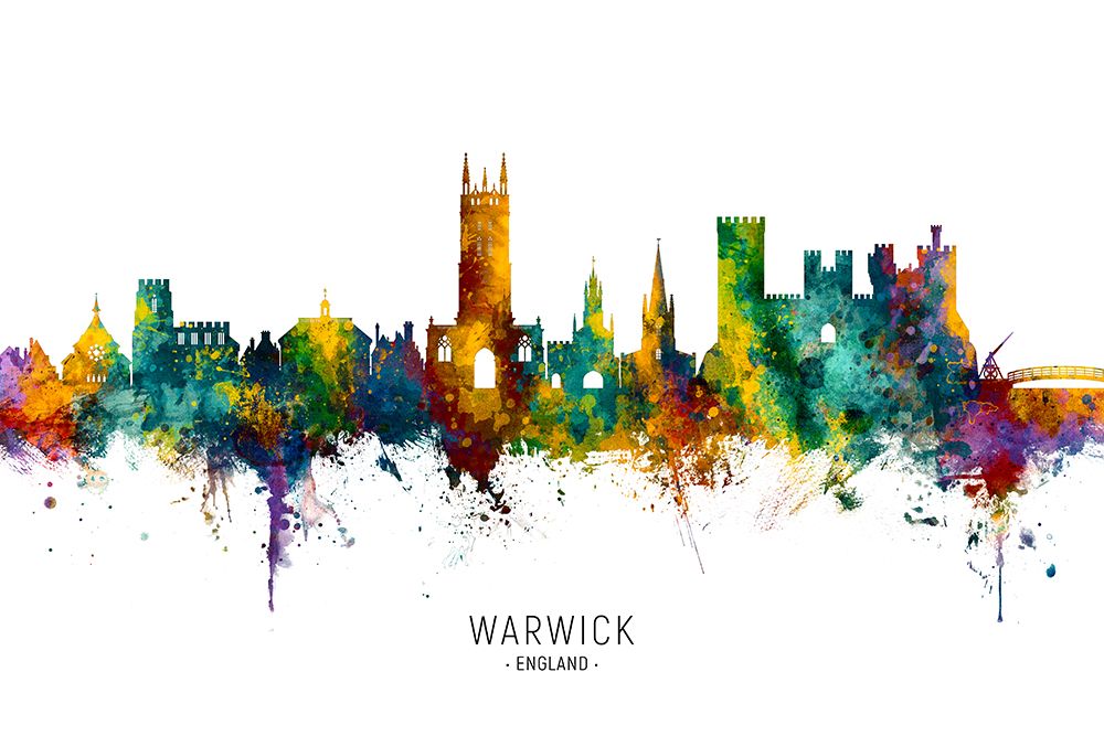 Warwick England Skyline art print by Michael Tompsett for $57.95 CAD