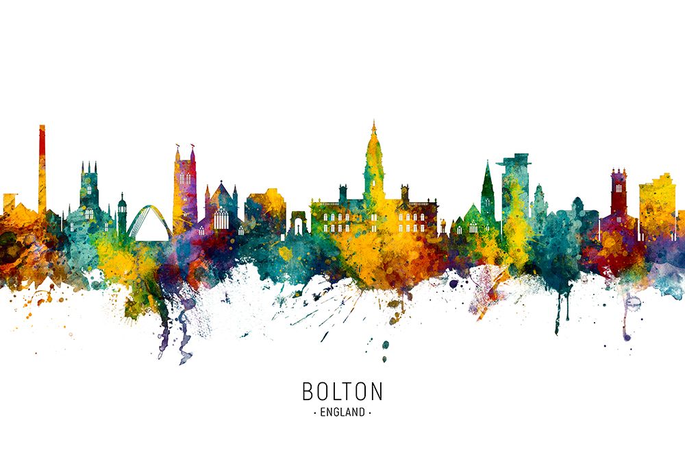 Bolton England Skyline art print by Michael Tompsett for $57.95 CAD