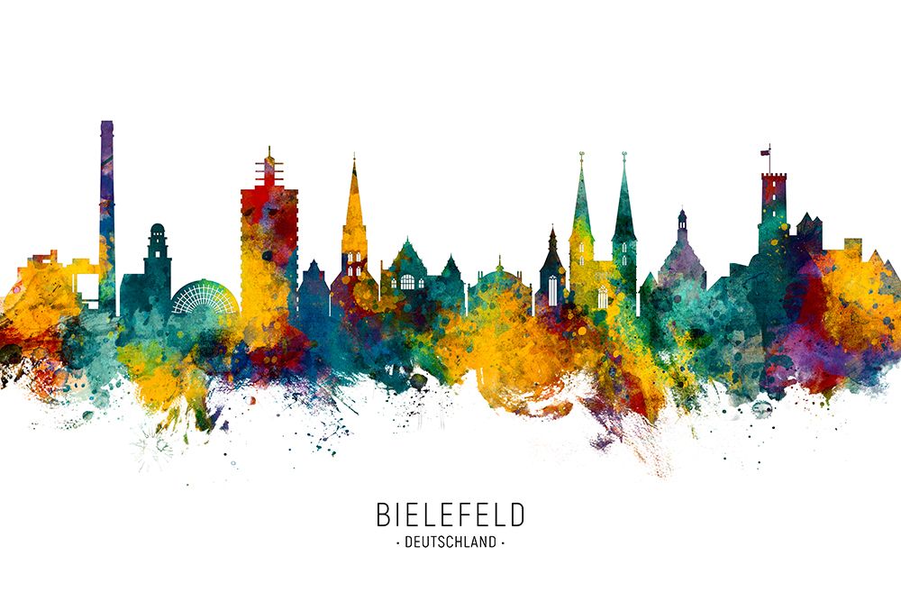 Bielefeld Germany Skyline art print by Michael Tompsett for $57.95 CAD
